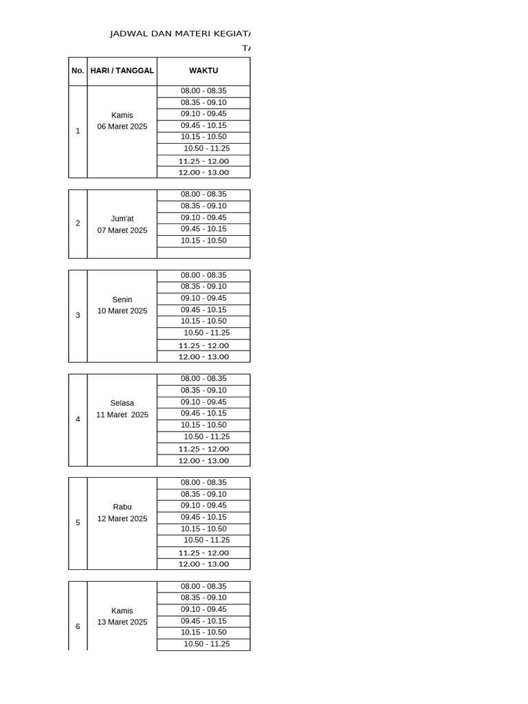 Jadwal Amaliah Ramadhan 2025 Pdf