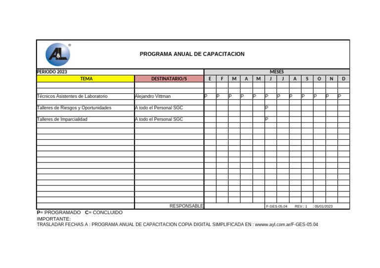 Programa Anual de Capacitación 2023 | PDF