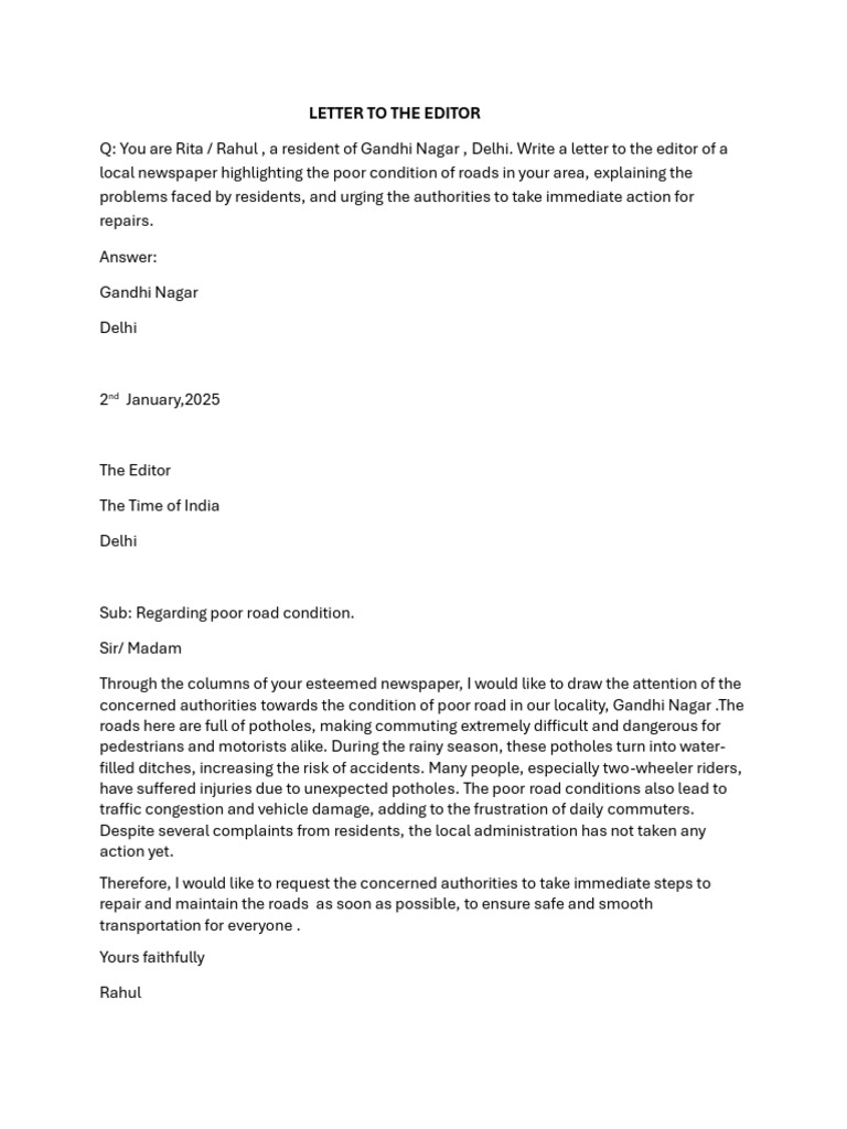 Letter To The Editor | PDF