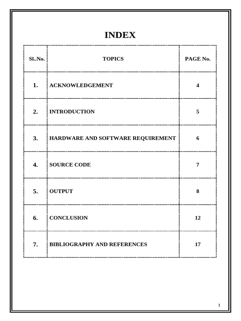 Project Index and Acknowledgement | PDF