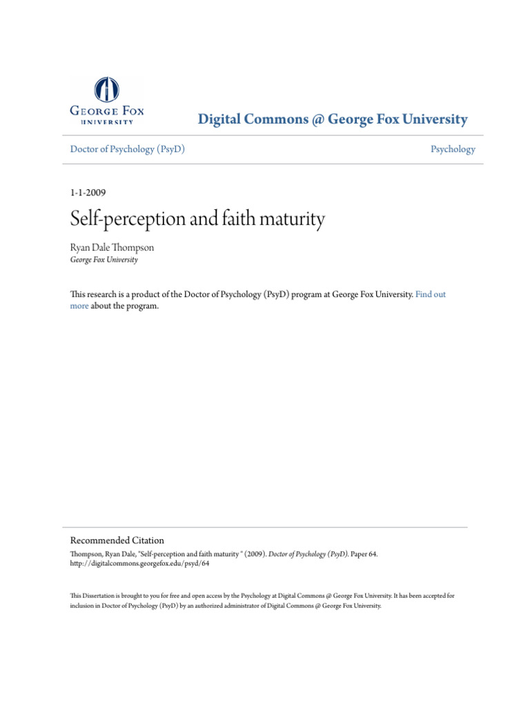 Self-Perception and Faith Maturity Study | PDF | Attitude (Psychology ...