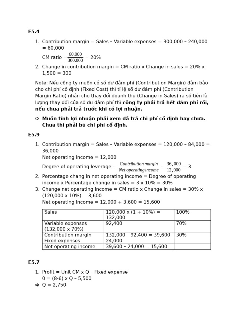 Contribution Margin Net Operating Income | PDF