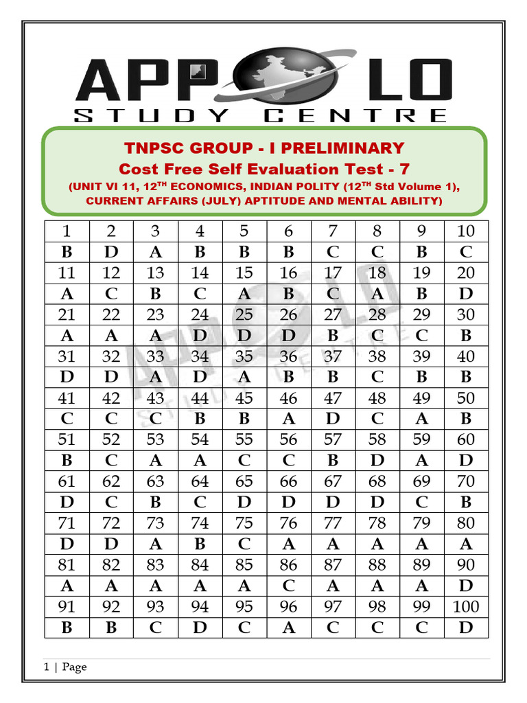 Apollo TNPSC Group I Test Series | PDF