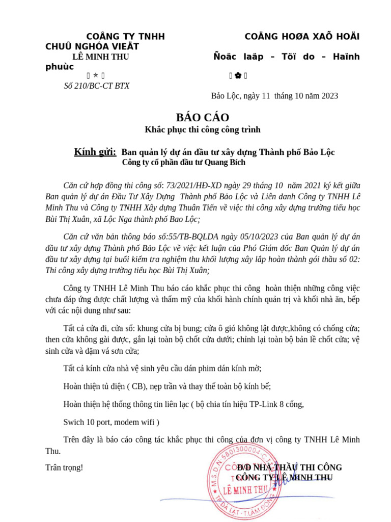 VB BC Khac Phuc Thi Cong | PDF
