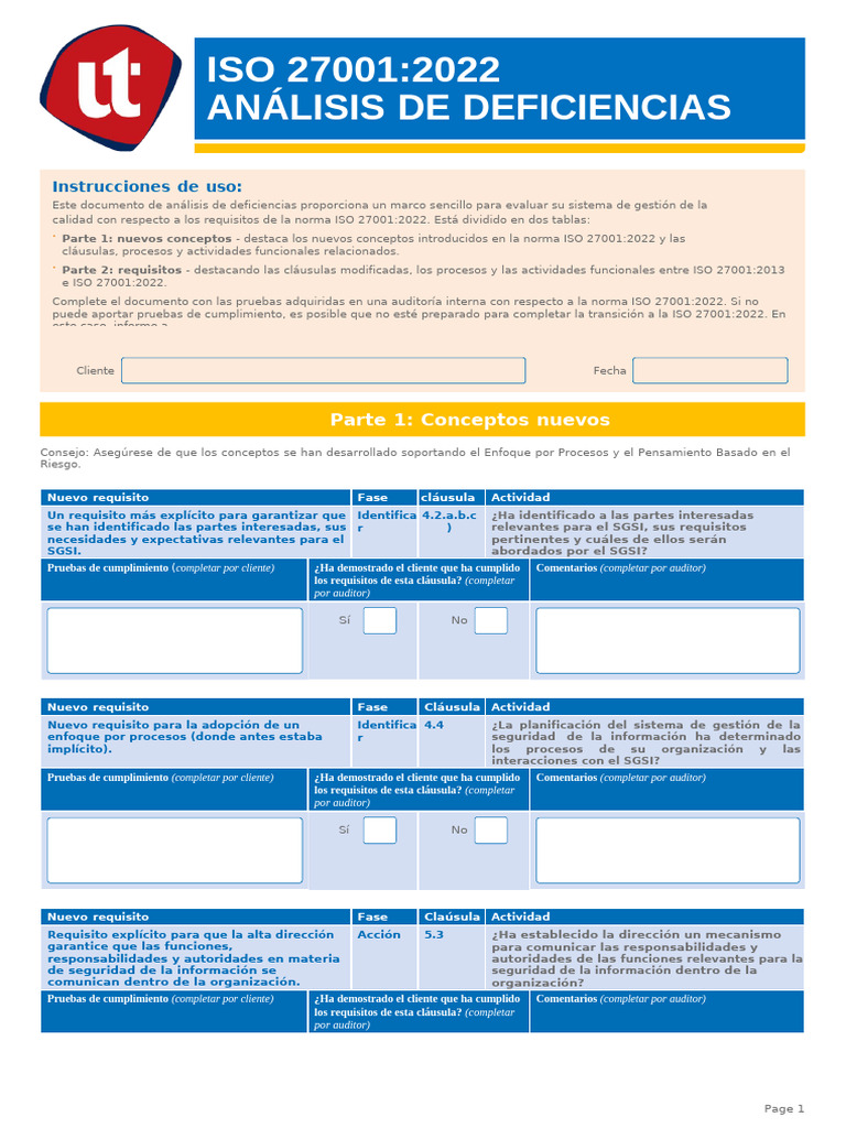 Análisis de Deficiencias ISO 27001:2022 | PDF | Computación en la nube ...