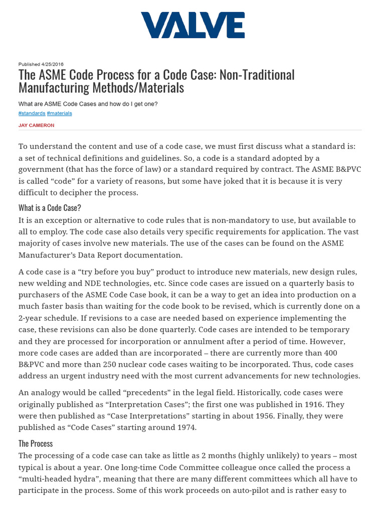 ASME Code Cases: Process & Materials Guide | PDF | 3 D Printing ...