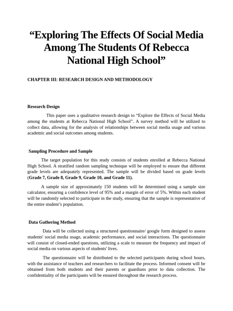 Social Media Impact on High School Students | PDF | Methodology ...