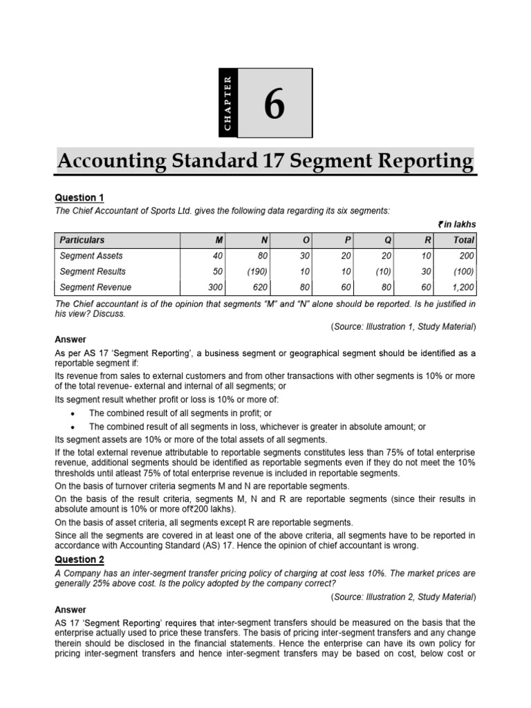 Segment Reporting Under Accounting Standard 17 | PDF | Revenue | Risk