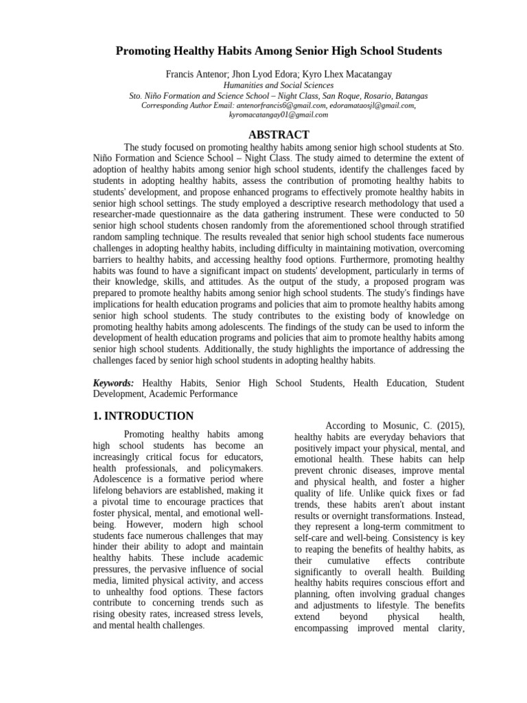 Promoting Healthy Habits in High School | PDF | Sleep | Sleep Deprivation