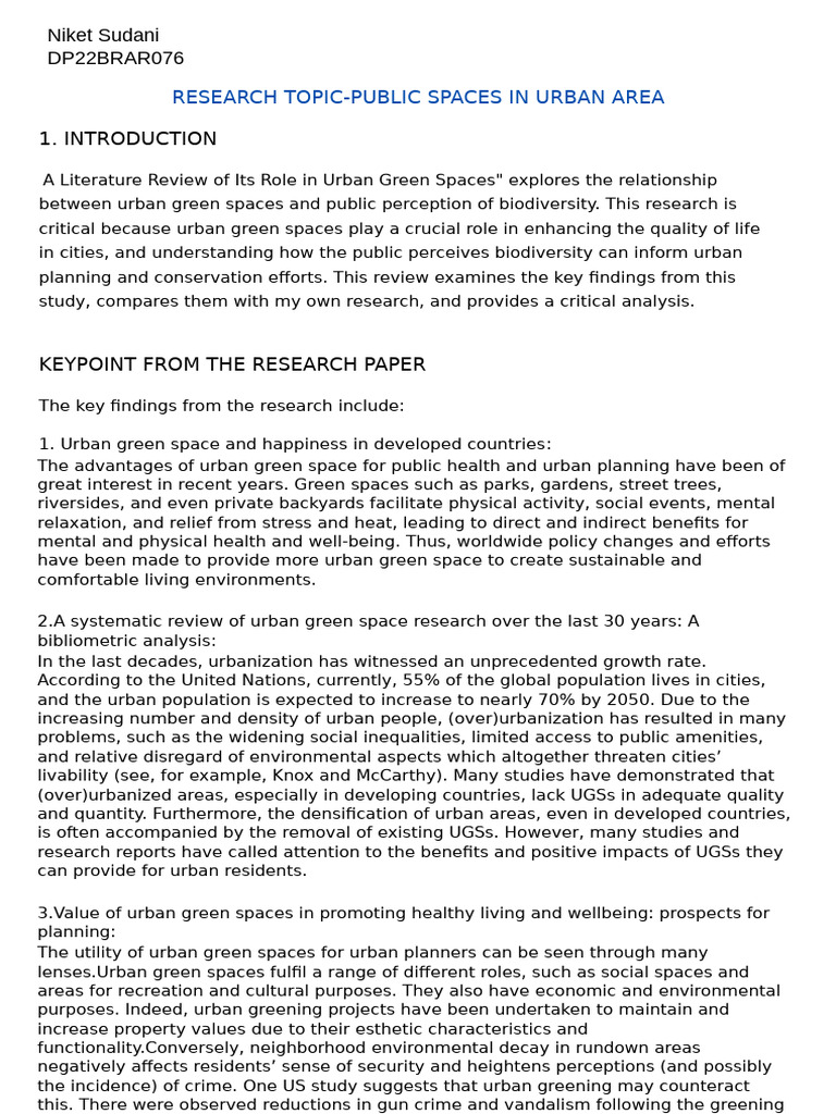 Urban Green Spaces and Public Perception | PDF | Urbanization | Natural ...