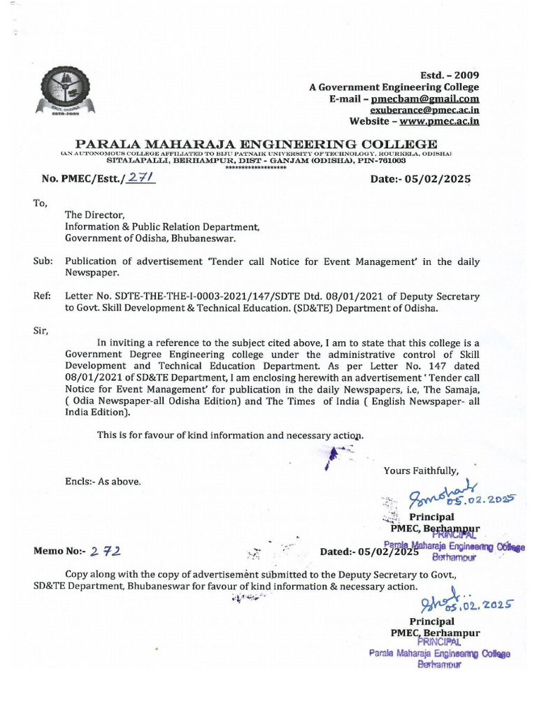 PMEC Portal Tender Notice For Event - Management 2024 25 1 | PDF