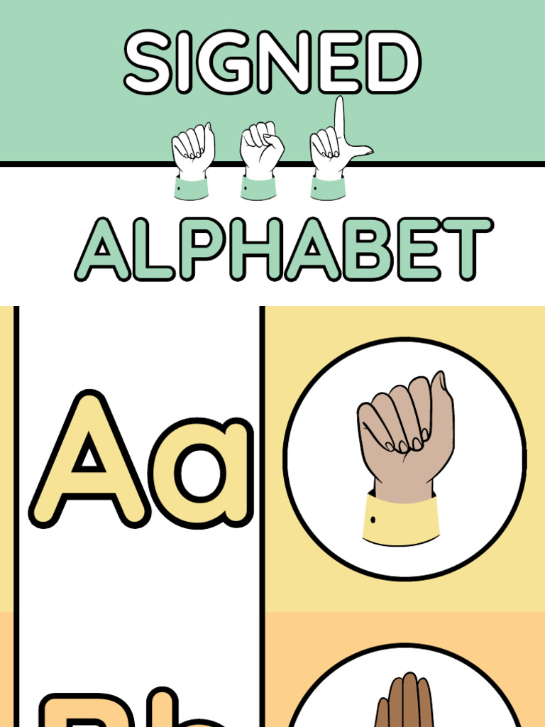 ASL Sign Language Alphabet Presentation in Colorful Images | PDF
