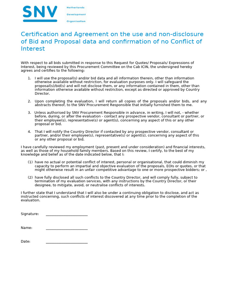 COI and Non | PDF | Conflict Of Interest | Evaluation