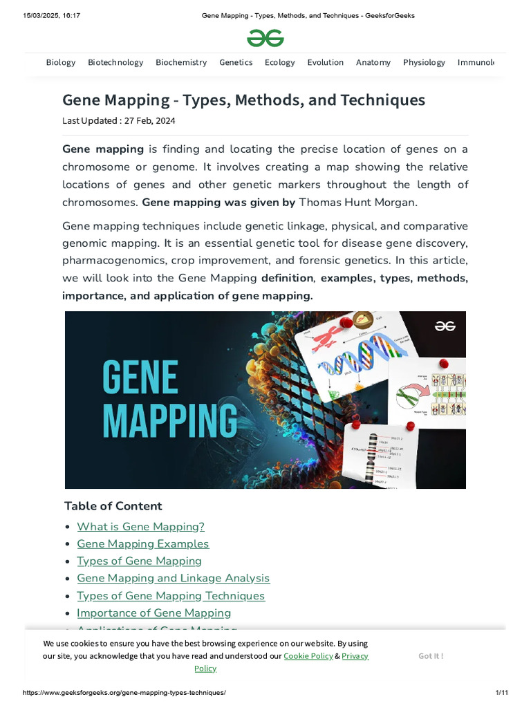 Gene Mapping - Types, Methods, and Techniques - GeeksforGeeks | PDF ...