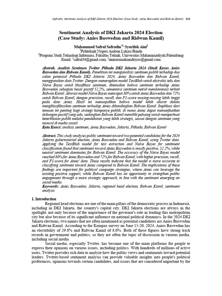 Jakarta 2024 Election Sentiment Analysis | PDF | Applied Mathematics ...
