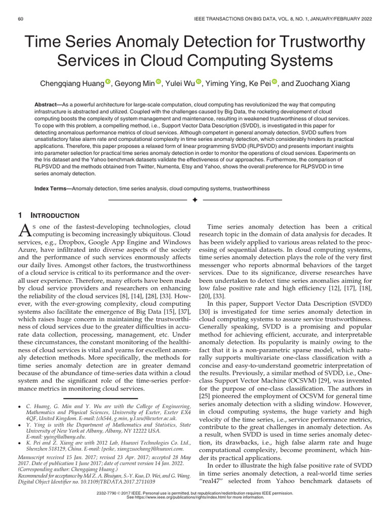 Time Series Anomaly Detection in Cloud Services | PDF | Time Series ...
