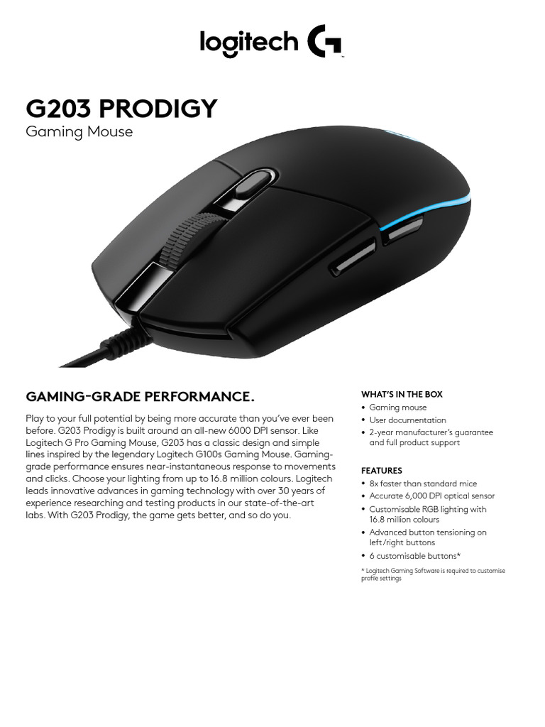 Logitech G203 Prodigy Gaming Mouse | PDF | Computing | Software