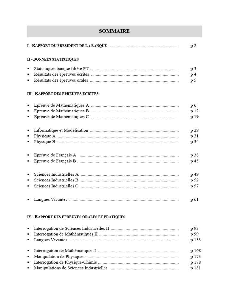 Rapport Banque PT 2021 Épreuves et Statistiques PDF Théorie des — free download
