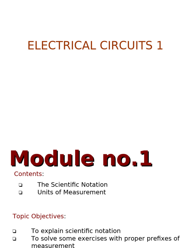 Electrical Circuits Module1 Pdf Numbers Exponentiation