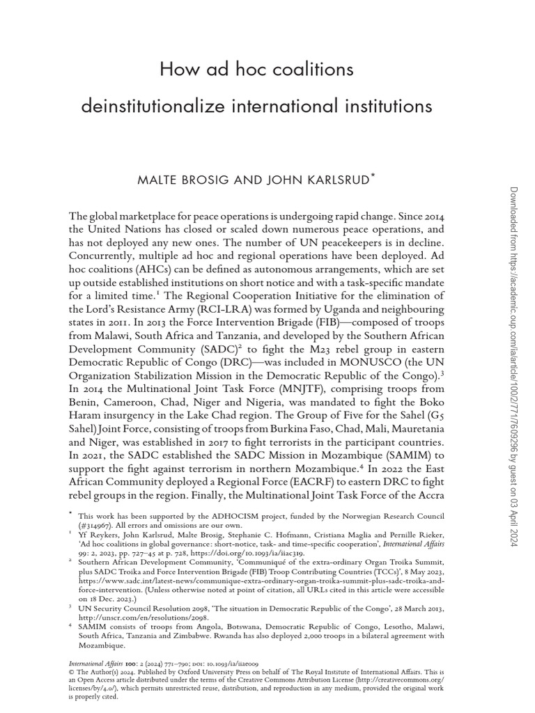 Ad Hoc Coalitions and Global Deinstitutionalization | PDF | Global ...