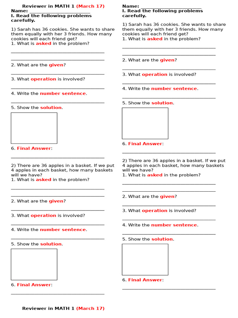 MARCH 17 - REVIEWER in MATH 1 | PDF