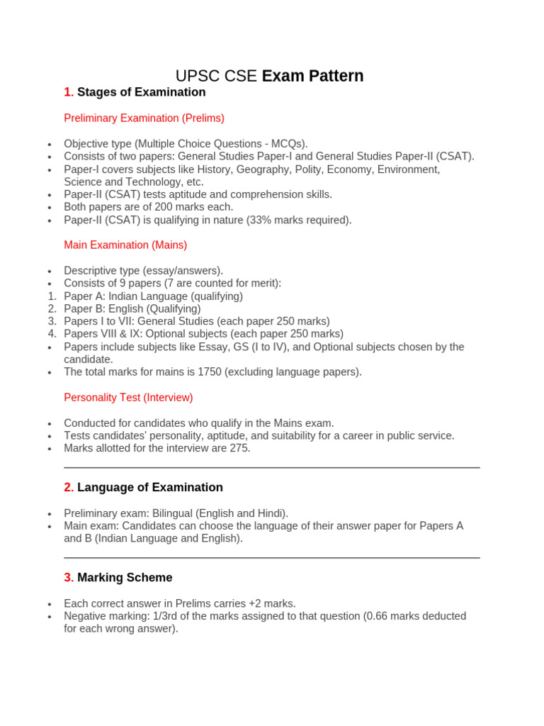 UPSC CSE Exam Pattern Overview | PDF | Economies