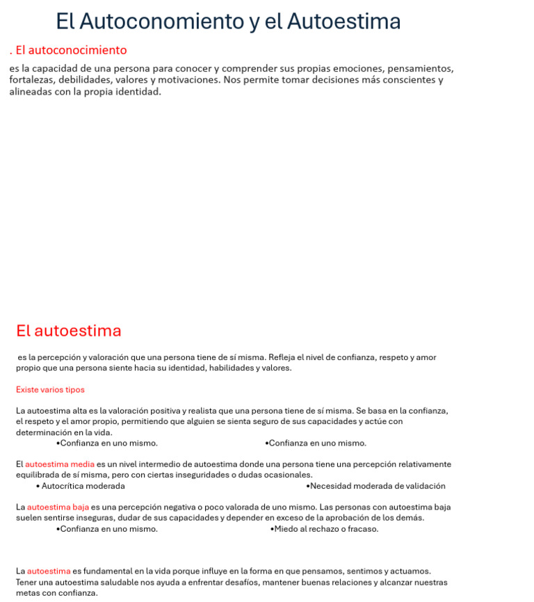 Autoconocimiento y autoestima: claves para crecer | PDF