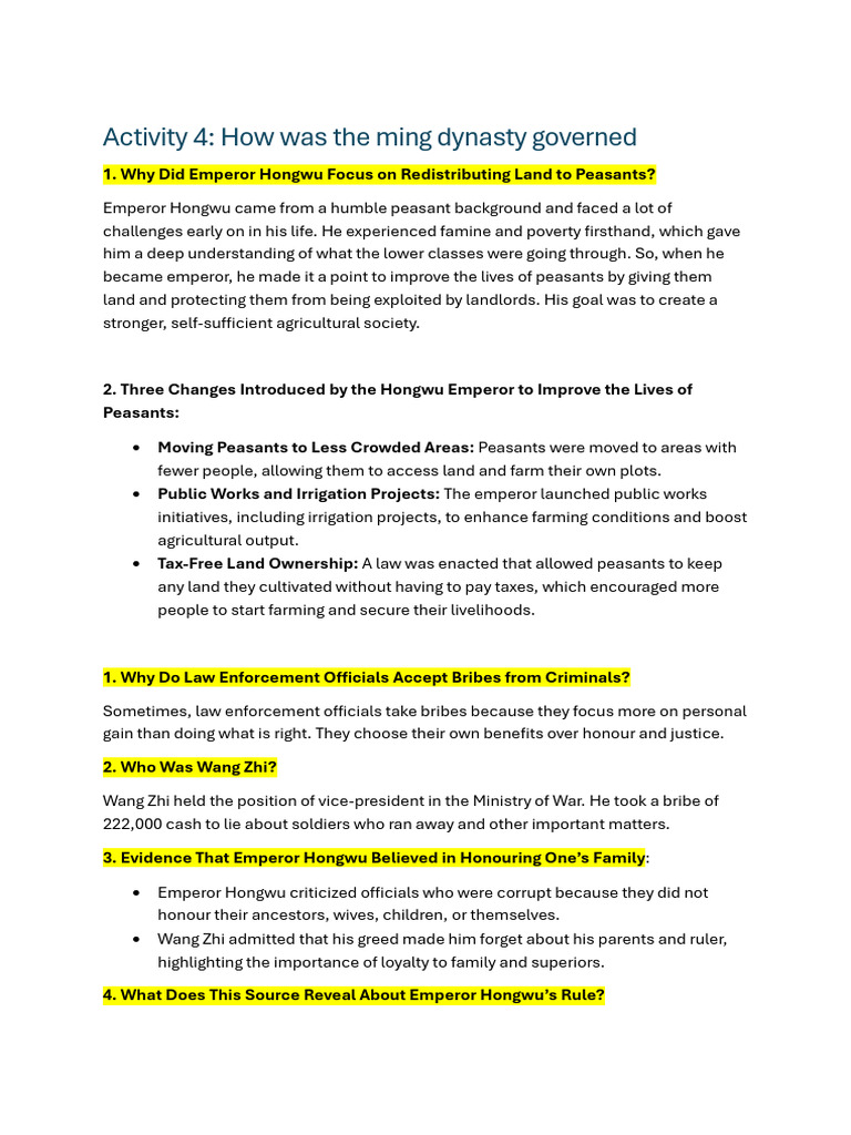 Governance of the Ming Dynasty | PDF | Bribery | Corruption