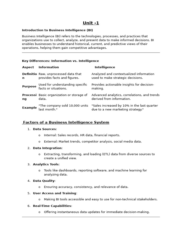 Business Intelligence Overview and Tools | PDF | Business Intelligence ...