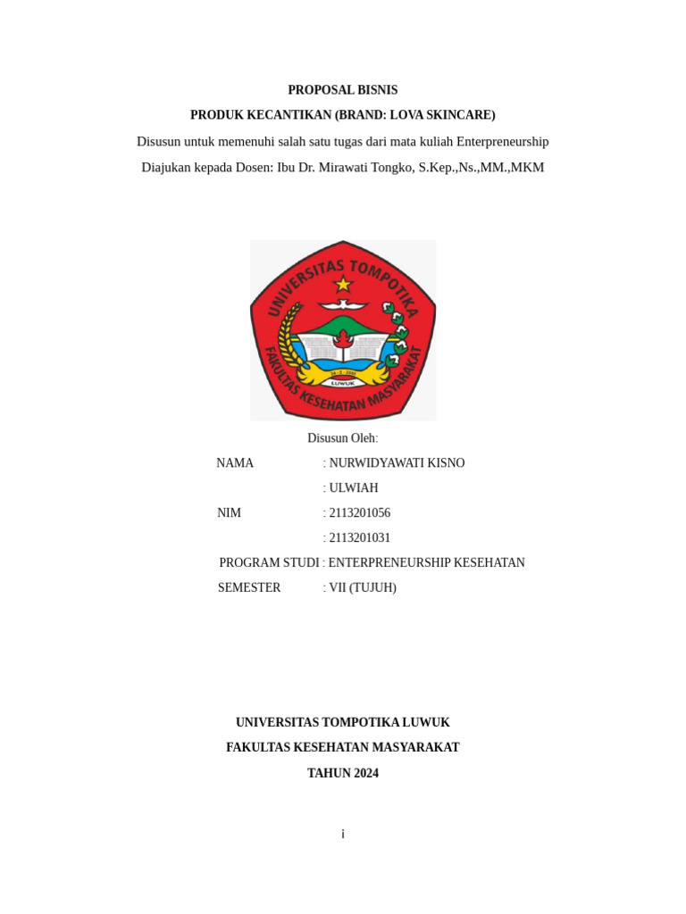 Proposal Bisnis Lova Skincare 2024 | PDF