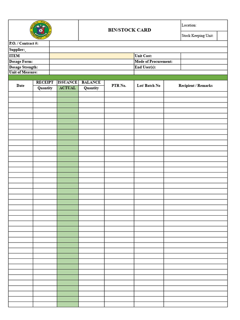 Stock Card Template for Inventory Management | PDF