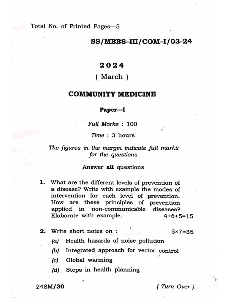 3rd MB Proff 2024 Question Papers | PDF