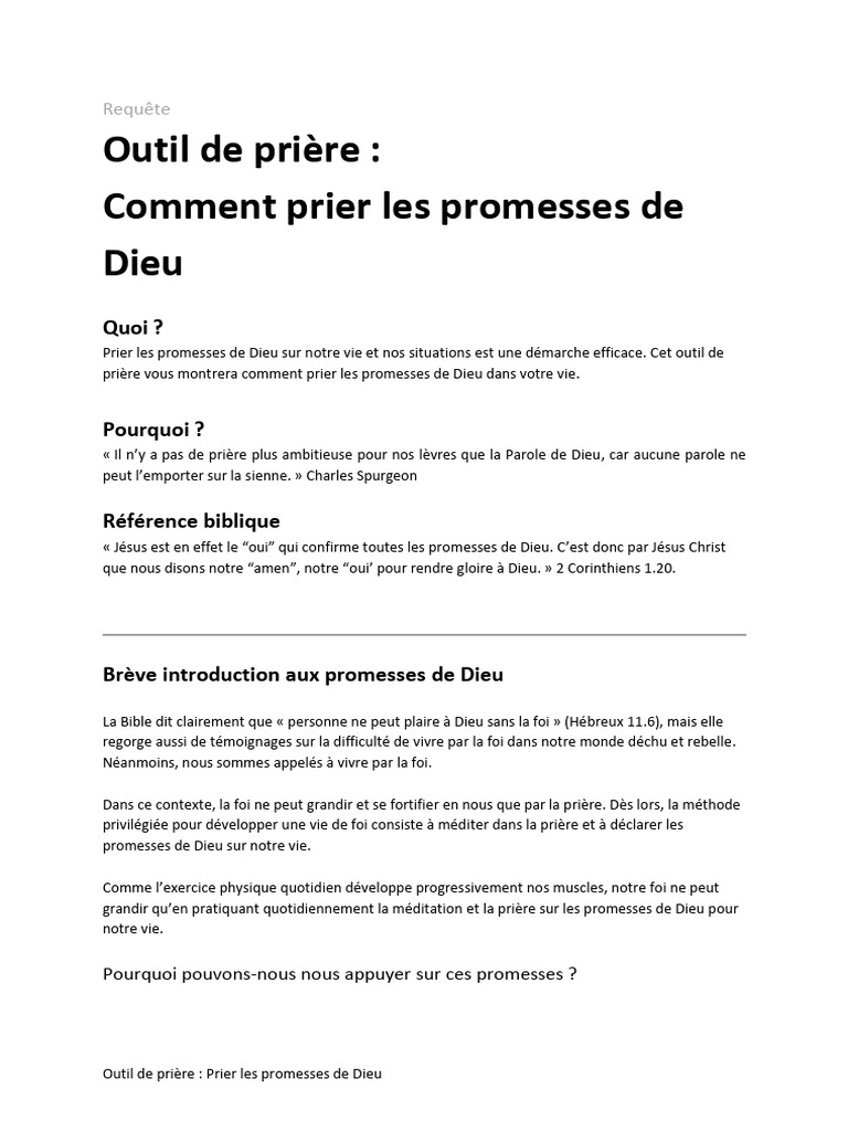 Prier les promesses de Dieu efficacement | PDF | Prière | Dieu