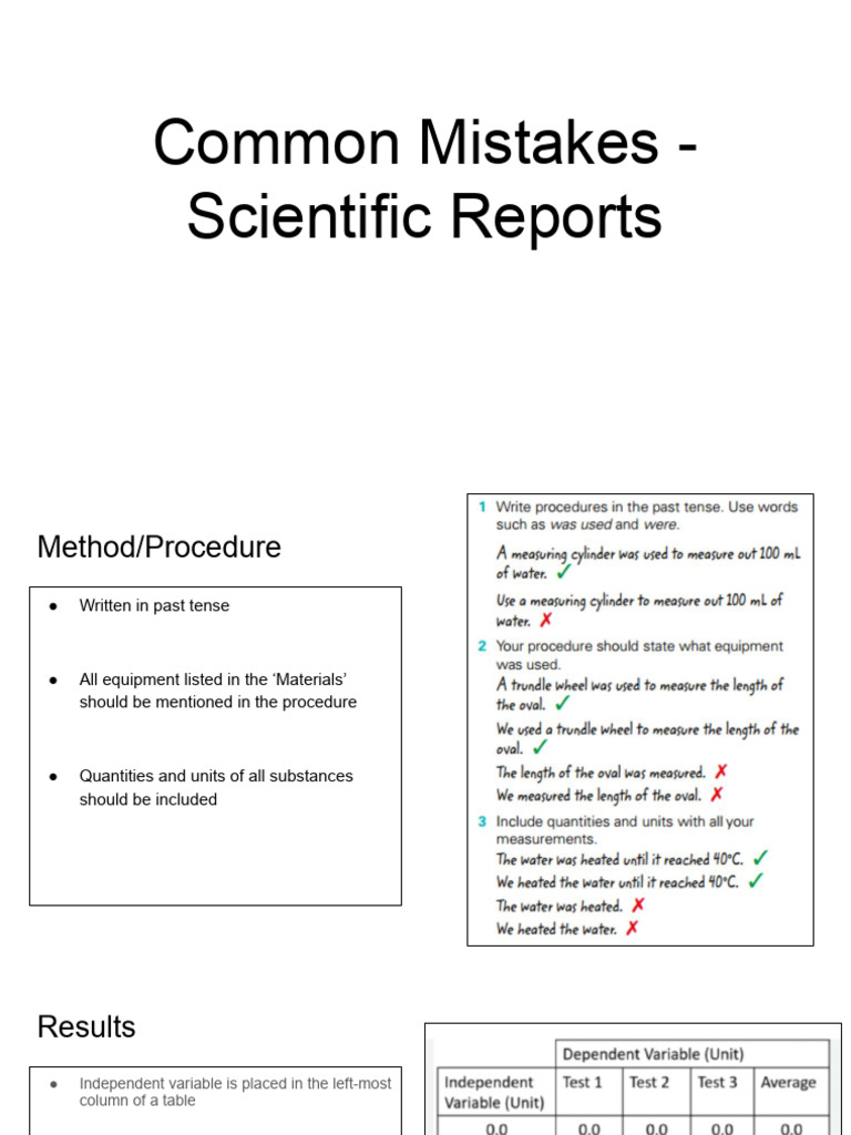 Common Scientific Report Mistakes | PDF