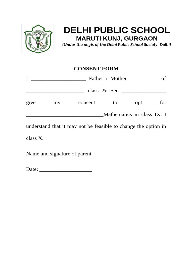Class IX Mathematics Consent Form | PDF