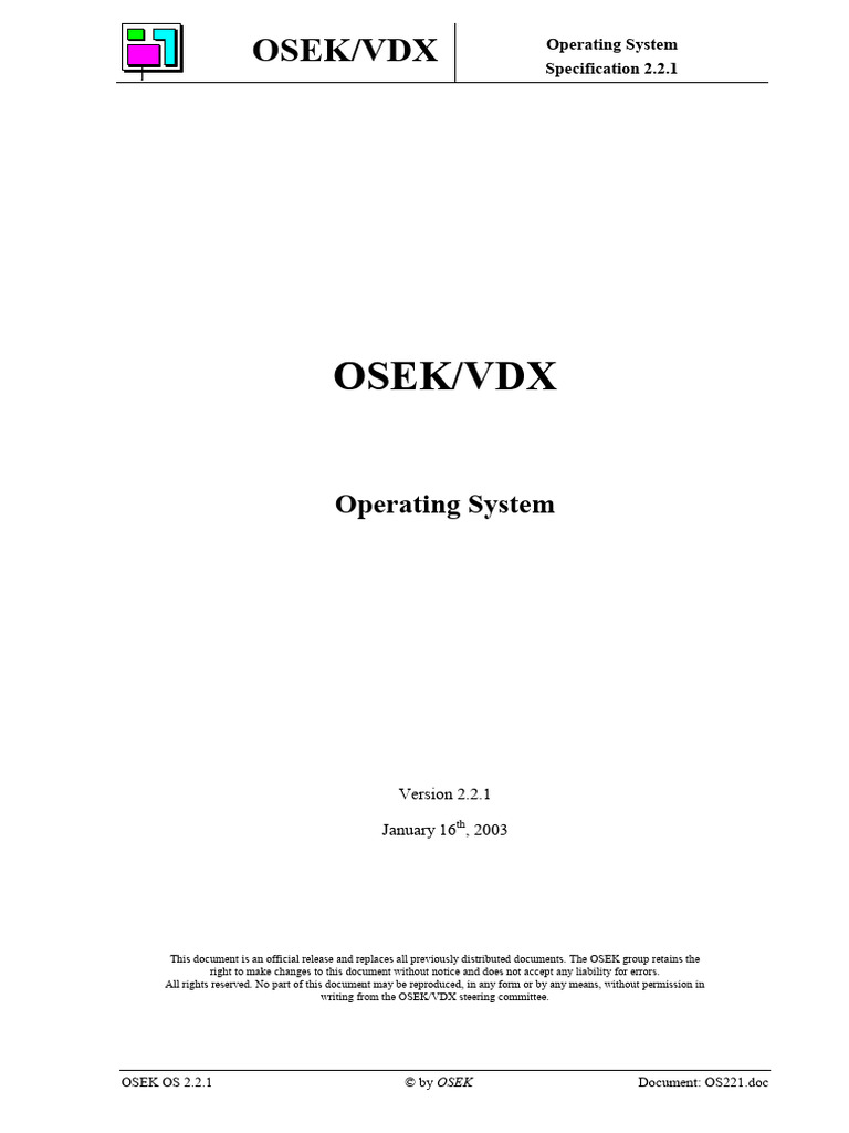 OSEK/VDX OS Specification 2.2.1 | PDF | Operating System | Scheduling ...