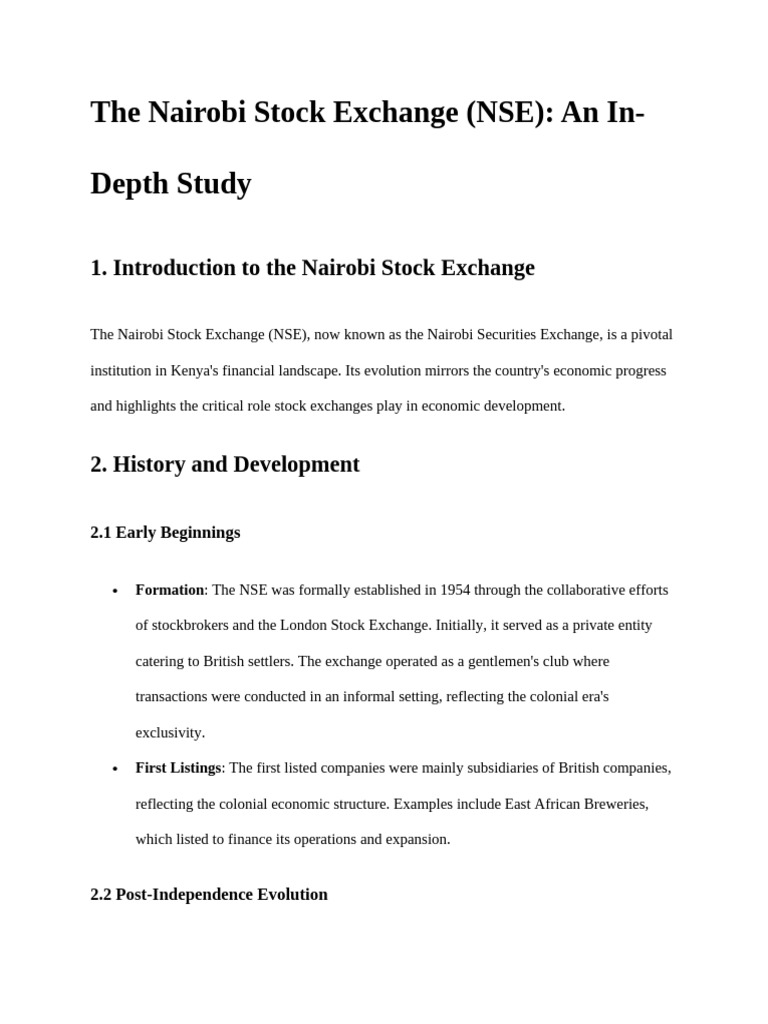 The Nairobi Stock Exchange PDF Private Sector Economies