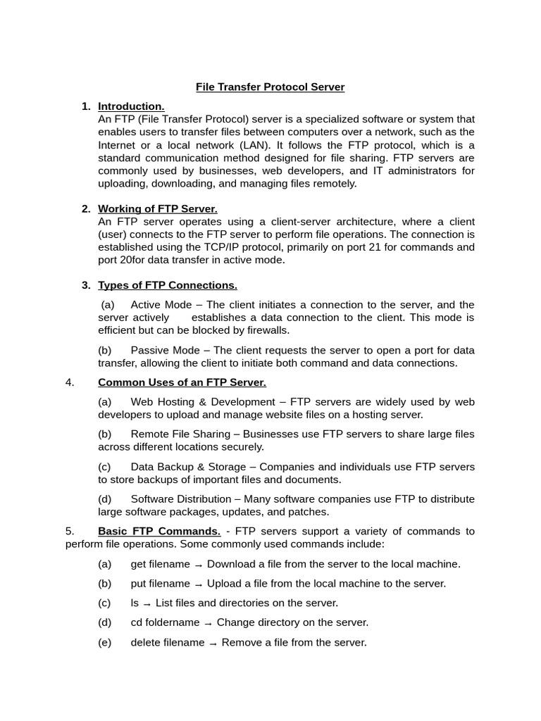 Overview of FTP Server Functions | PDF