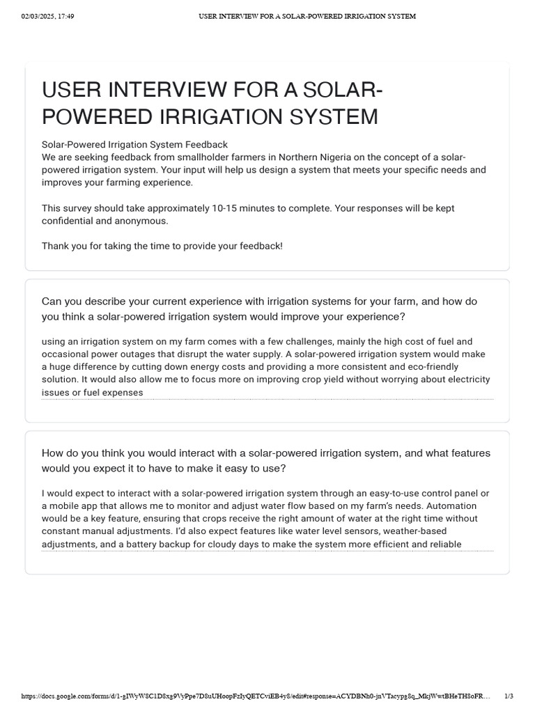 Solar-Powered Irrigation System Feedback | PDF | Solar Power | Irrigation