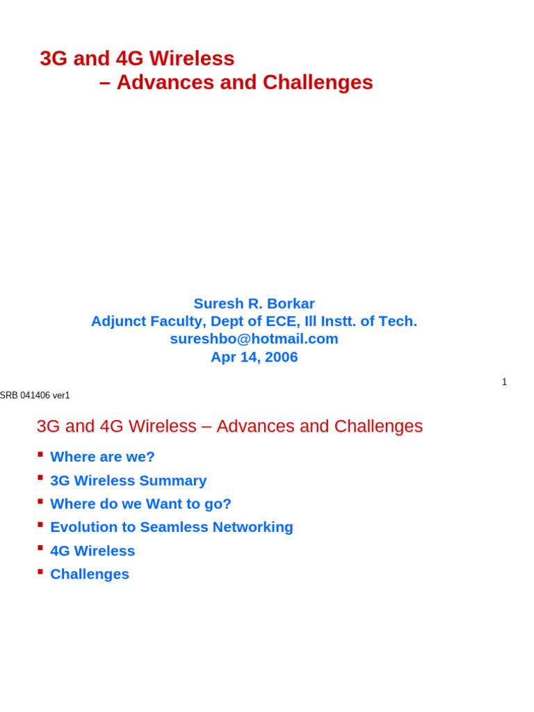 3G - 4G Adv - Chal 041406 Ver1 | PDF | High Speed Packet Access | 4 G