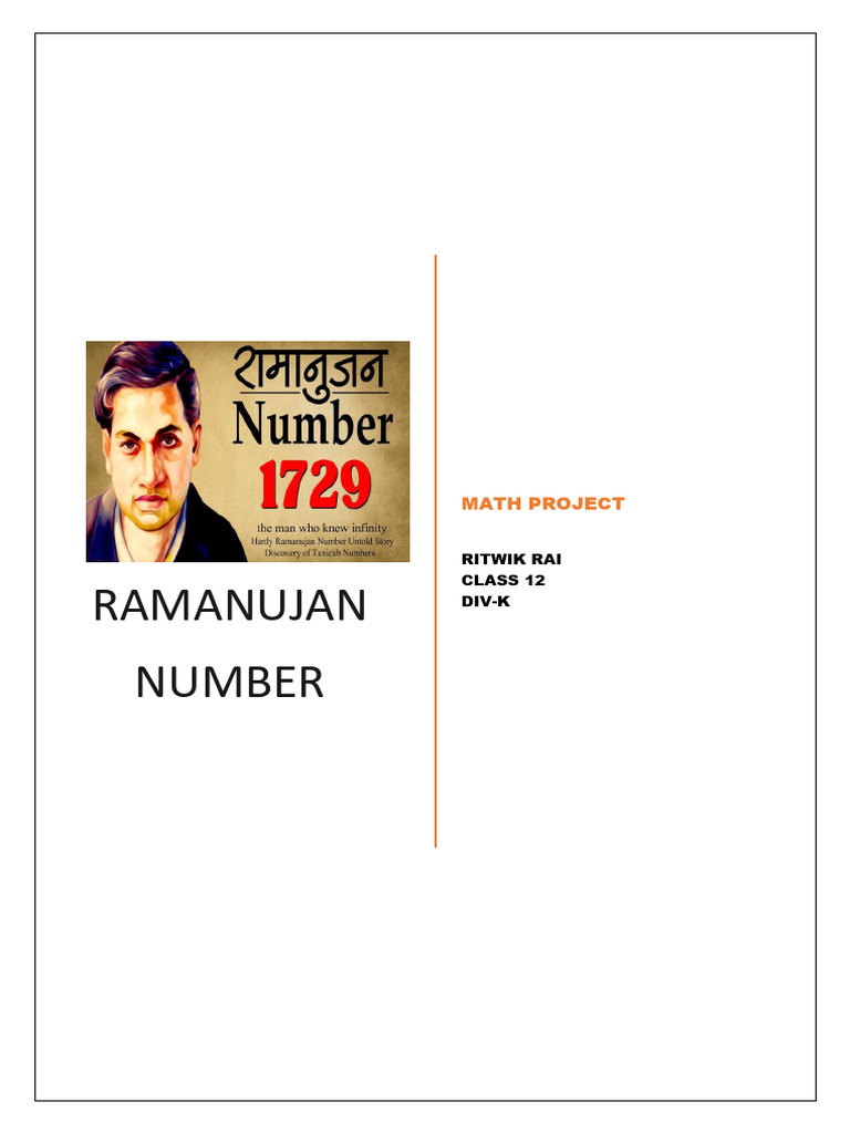1729 Ramanujan Number Life Of Ramanujan