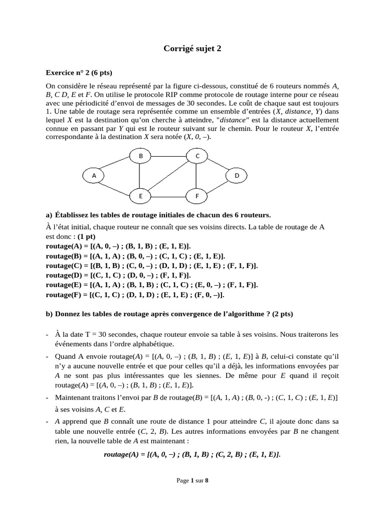 Tables de routage et convergence RIP | PDF | Ethernet | Protocoles Internet