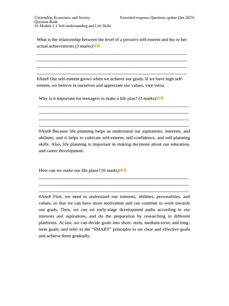Life Skills and Self-Understanding Guide | PDF