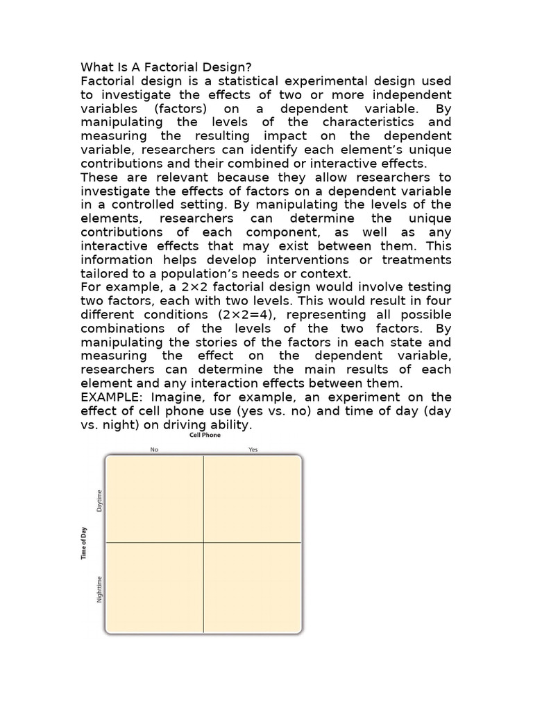 Unique Qualities of Factorial Design | PDF | Psychotherapy | Experiment