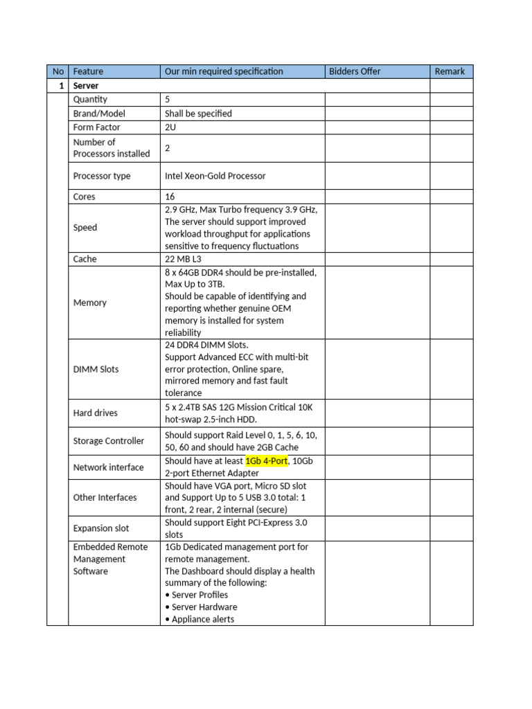 Server Specifications and Requirements | PDF | Hard Disk Drive | Server ...