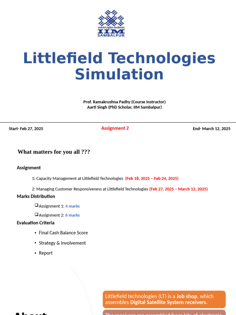 Littlefield Technologies Simulation Assignment 2 | PDF | Economies ...
