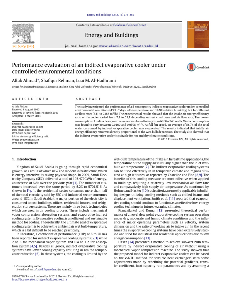 New 2 - Performance Evaluation of An Indirect Evaporative Cooler Under ...