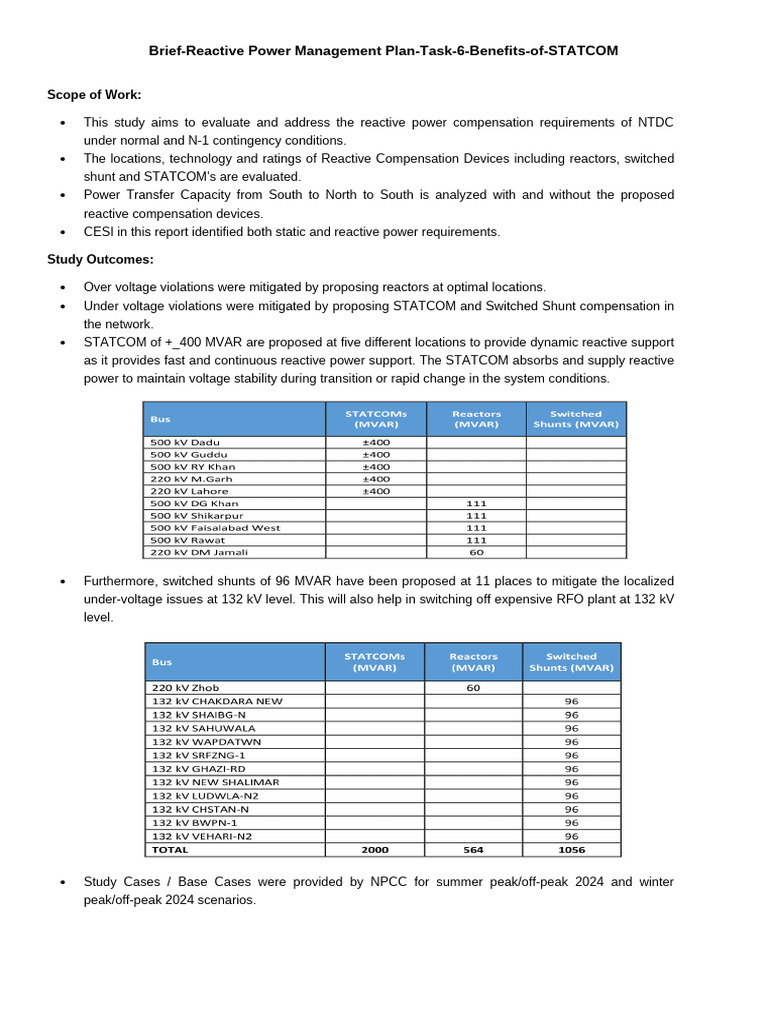 Benefits of STATCOM in Reactive Power Management | PDF | High Voltage ...