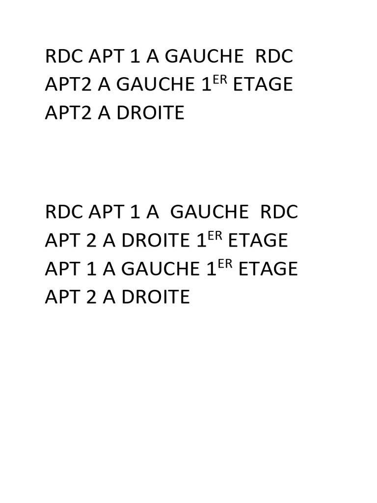 RDC Apt 1 A Gauche RDC Apt2 A Gauche 1er Etage Apt2 A Droite | PDF