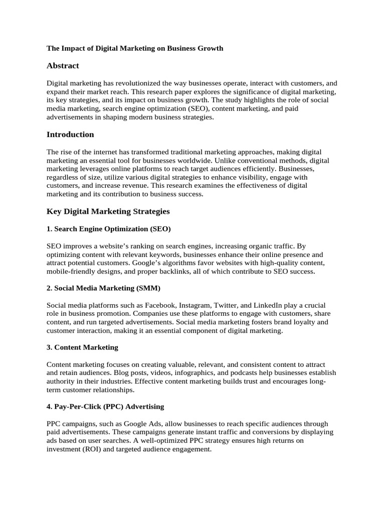The Impact of Digital Marketing On Business Growth | PDF | Digital ...